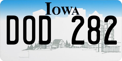IA license plate DOD282