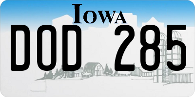 IA license plate DOD285