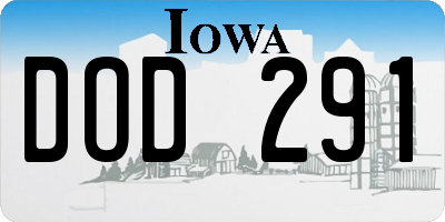 IA license plate DOD291