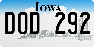 IA license plate DOD292