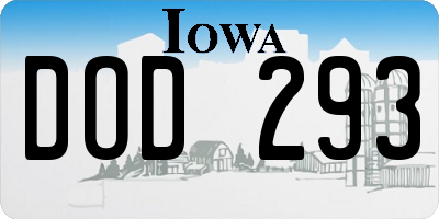 IA license plate DOD293