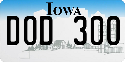 IA license plate DOD300