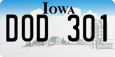 IA license plate DOD301