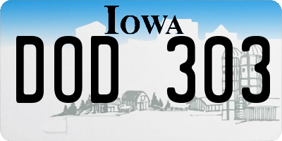 IA license plate DOD303