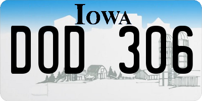 IA license plate DOD306