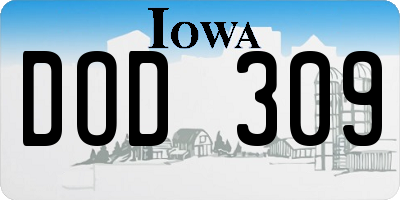 IA license plate DOD309