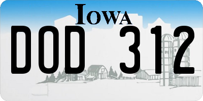 IA license plate DOD312