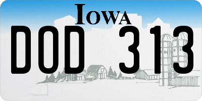IA license plate DOD313