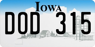 IA license plate DOD315