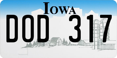 IA license plate DOD317
