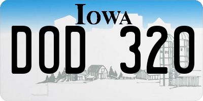 IA license plate DOD320
