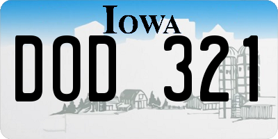 IA license plate DOD321