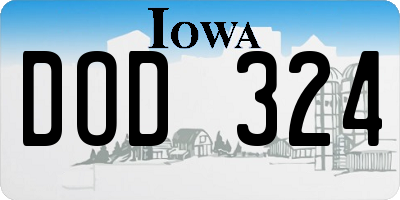 IA license plate DOD324
