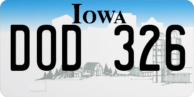 IA license plate DOD326