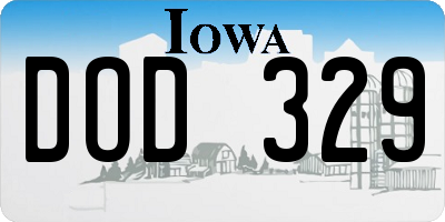 IA license plate DOD329