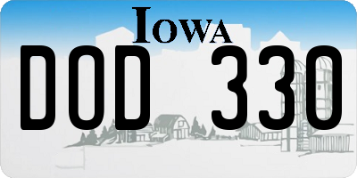 IA license plate DOD330