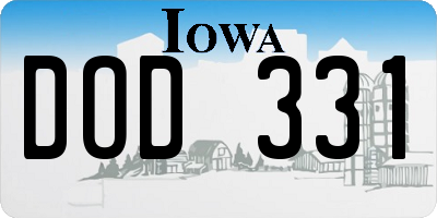 IA license plate DOD331
