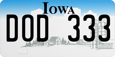 IA license plate DOD333