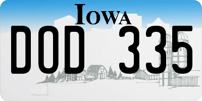IA license plate DOD335