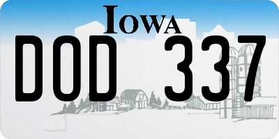 IA license plate DOD337