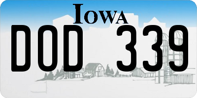 IA license plate DOD339