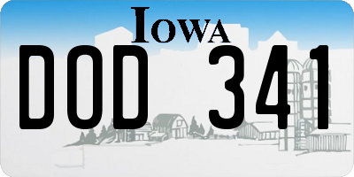IA license plate DOD341