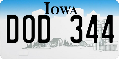 IA license plate DOD344