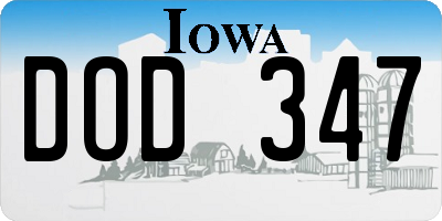 IA license plate DOD347