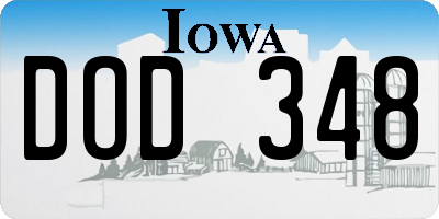 IA license plate DOD348