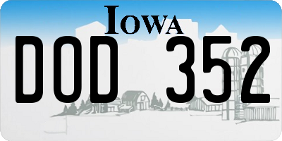 IA license plate DOD352