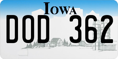 IA license plate DOD362