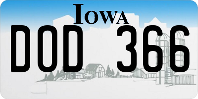 IA license plate DOD366