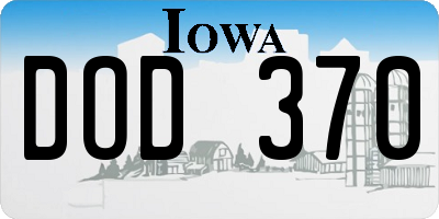 IA license plate DOD370