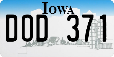 IA license plate DOD371