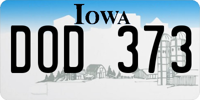 IA license plate DOD373