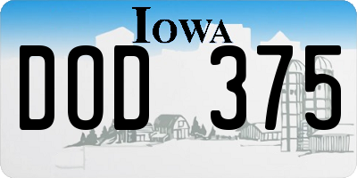 IA license plate DOD375
