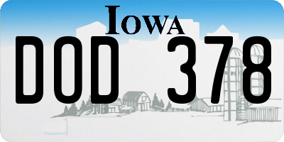 IA license plate DOD378