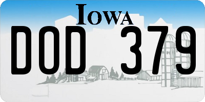 IA license plate DOD379