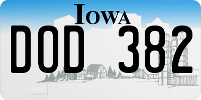 IA license plate DOD382