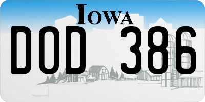 IA license plate DOD386