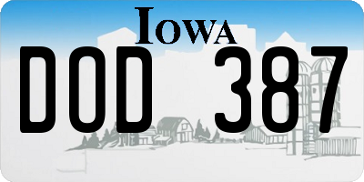 IA license plate DOD387