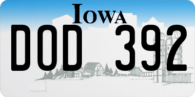 IA license plate DOD392