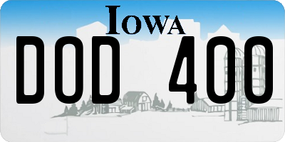 IA license plate DOD400