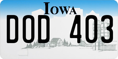 IA license plate DOD403