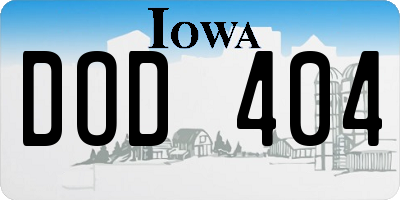 IA license plate DOD404