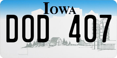 IA license plate DOD407