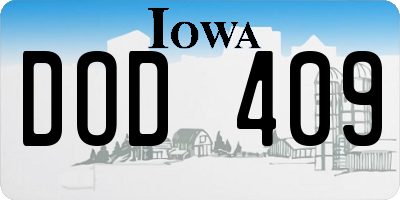 IA license plate DOD409