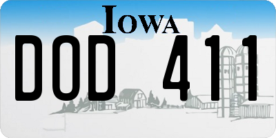 IA license plate DOD411