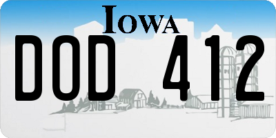IA license plate DOD412