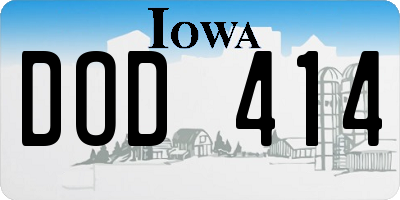 IA license plate DOD414